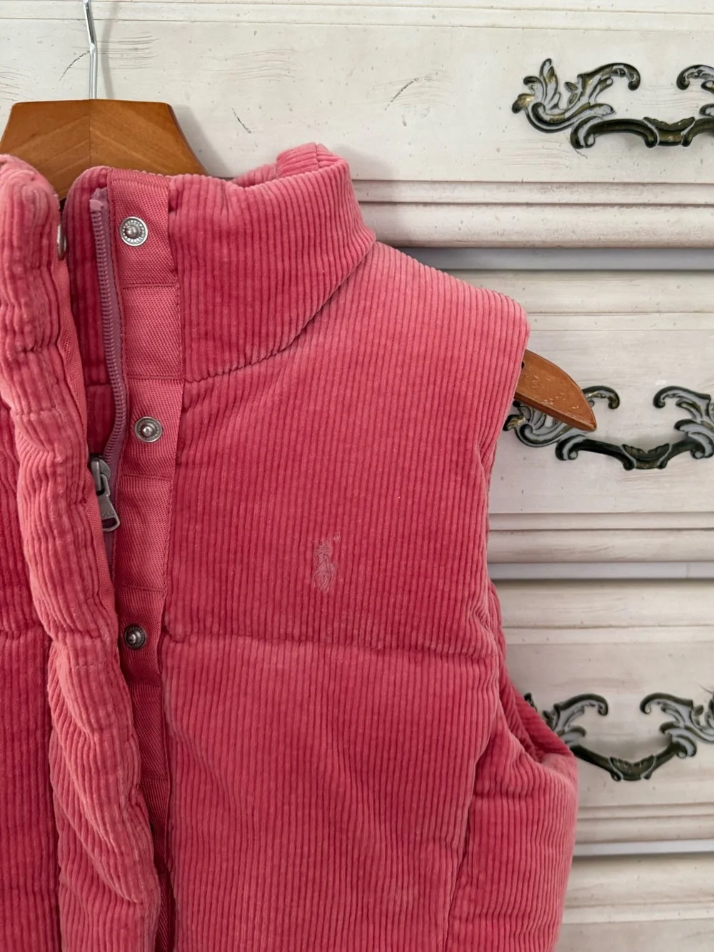Ralph Lauren Pink Corduroy Down Gilet Vest
